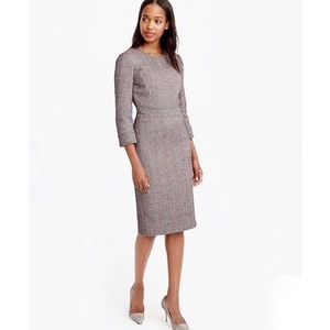 J. Crew Gray and Pink Tweed Crew Neck 3/4 Sleeve Career Sheath Dress size 6